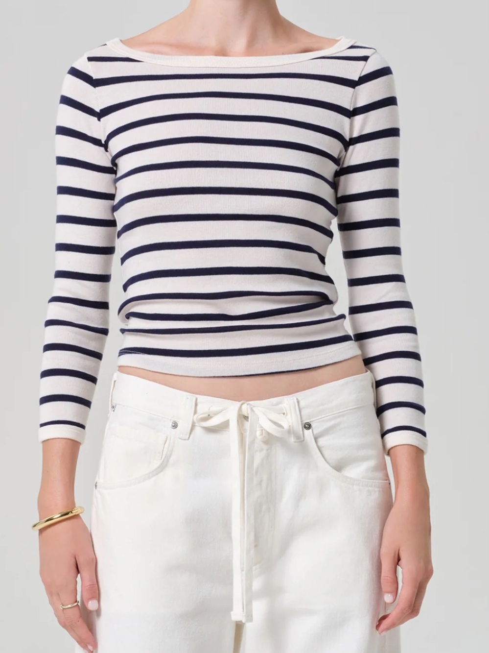 NWOT Citizens of Humanity Boat Neck slim tee azure stripe medium